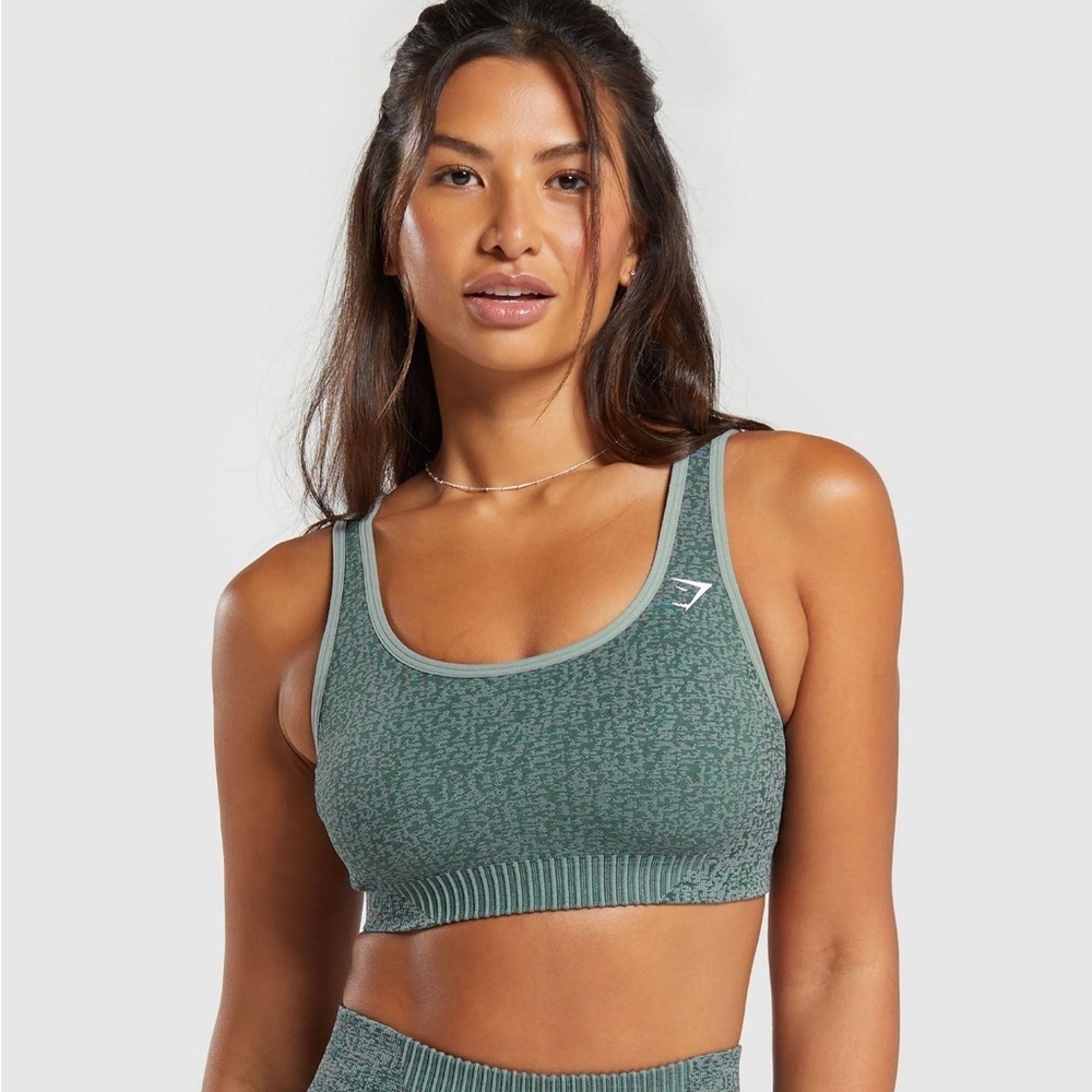 Women’s | Gymshark Seamless Scoop Sports Bra Medium Support, Marl Green | Medium